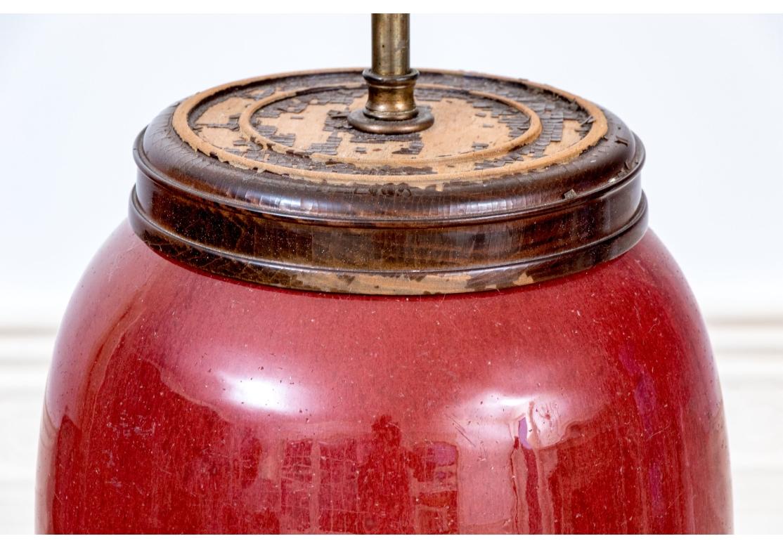 20th Century Chinese Sang De Bouef Glazed Pottery Vase Form Table Lamp For Sale