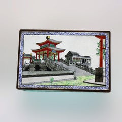 Chinese Scenic Cloisonne Enameled Jewelry Box Unsigned C1930