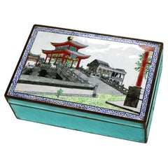 Chinese Scenic Cloisonne Enameled Jewelry Box Unsigned C1930