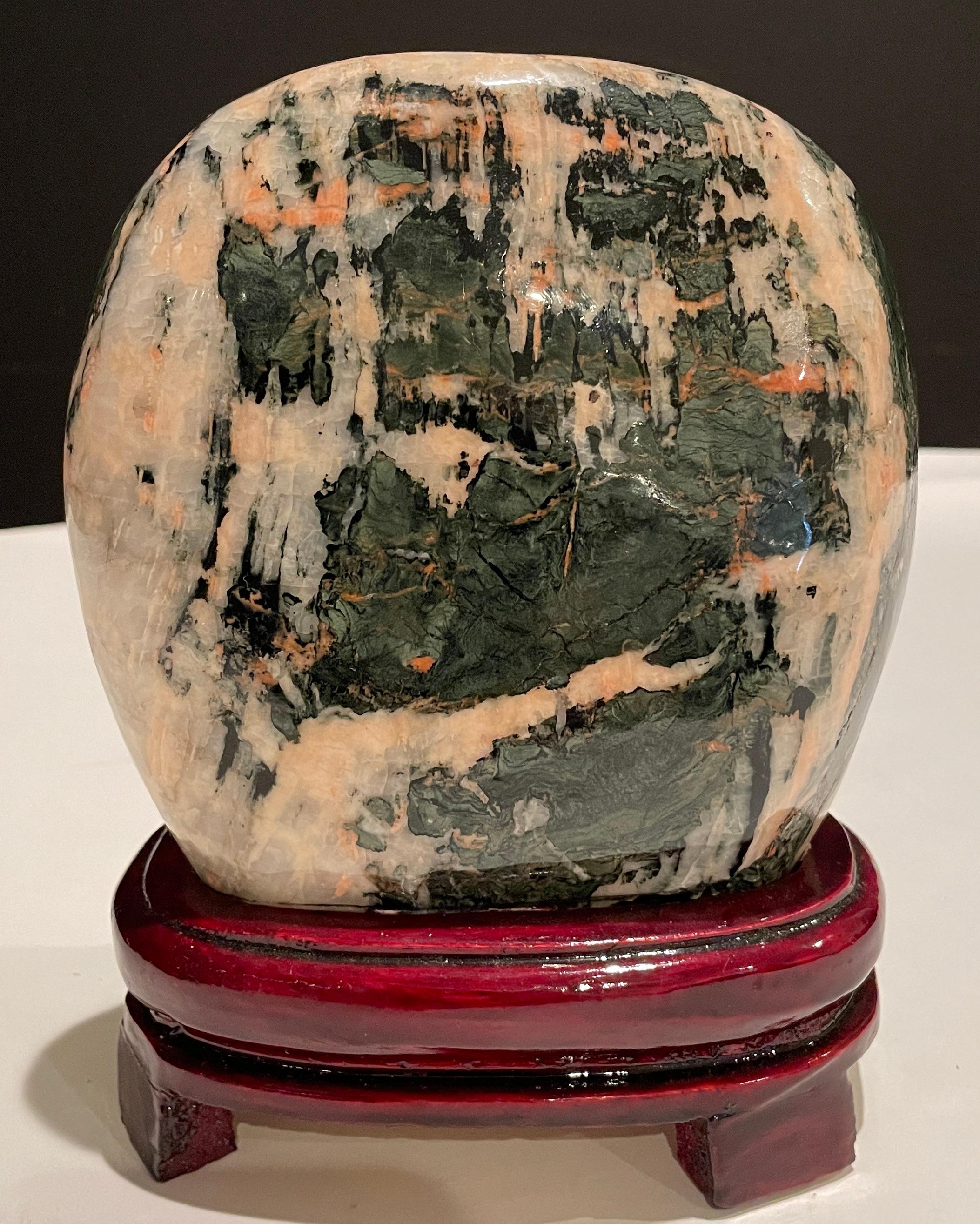 Chinese Scholar stone, Meditation stone, Appreciation stone or Dream stone. All names for this beautiful natural stone that when studied evokes and portrays many images.
Measure: H 6