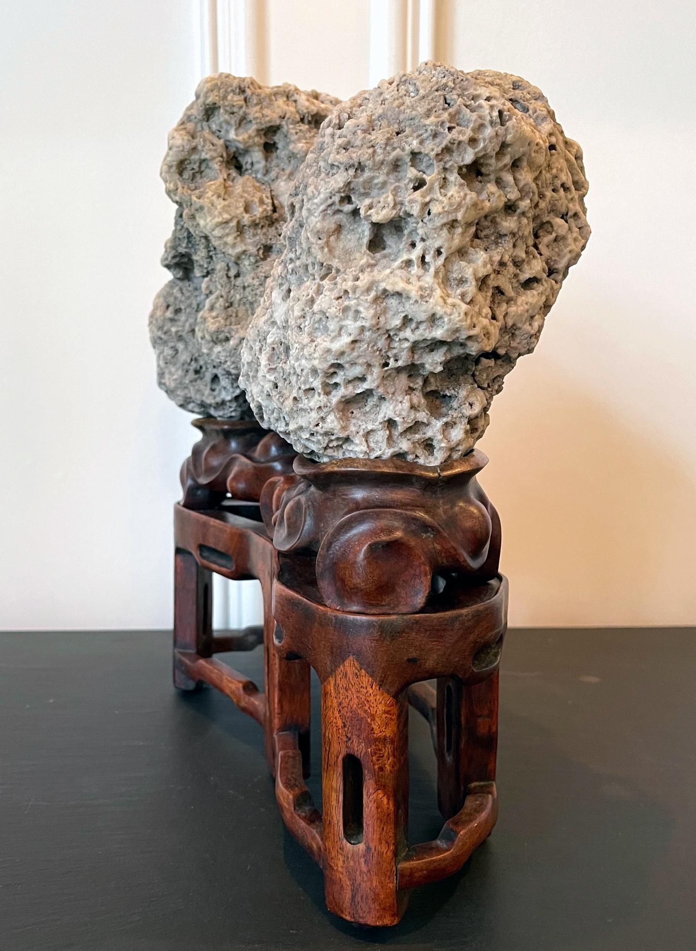 Chinese Scholar Rock Kun Stone on Display Stand In Good Condition For Sale In Atlanta, GA