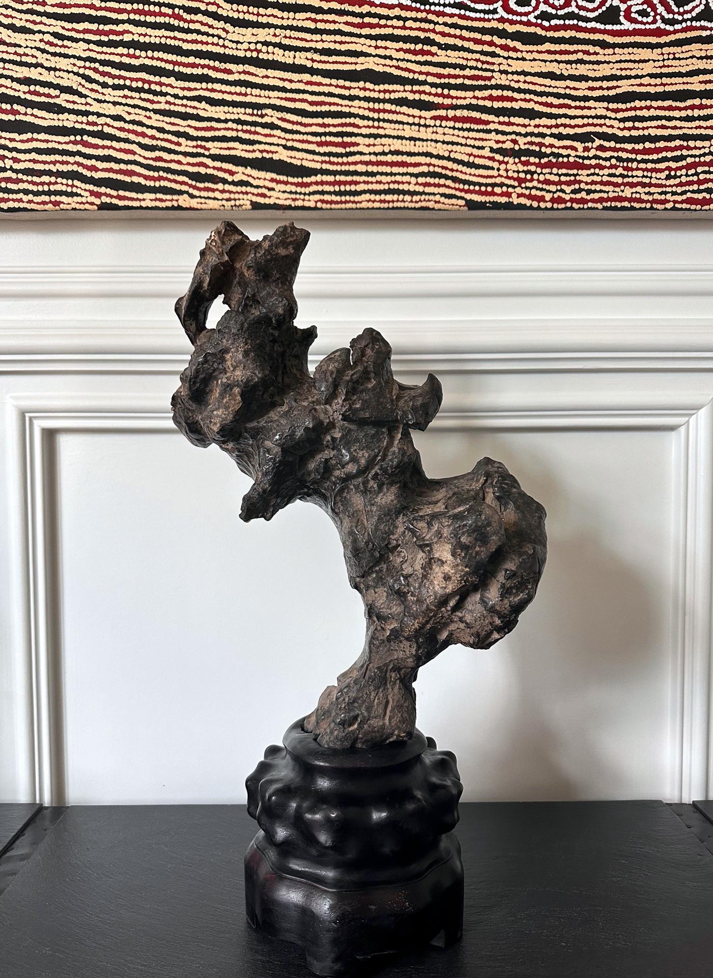 Chinois Pierre d'érudit chinoise Lingbi Stone sur Stand en vente