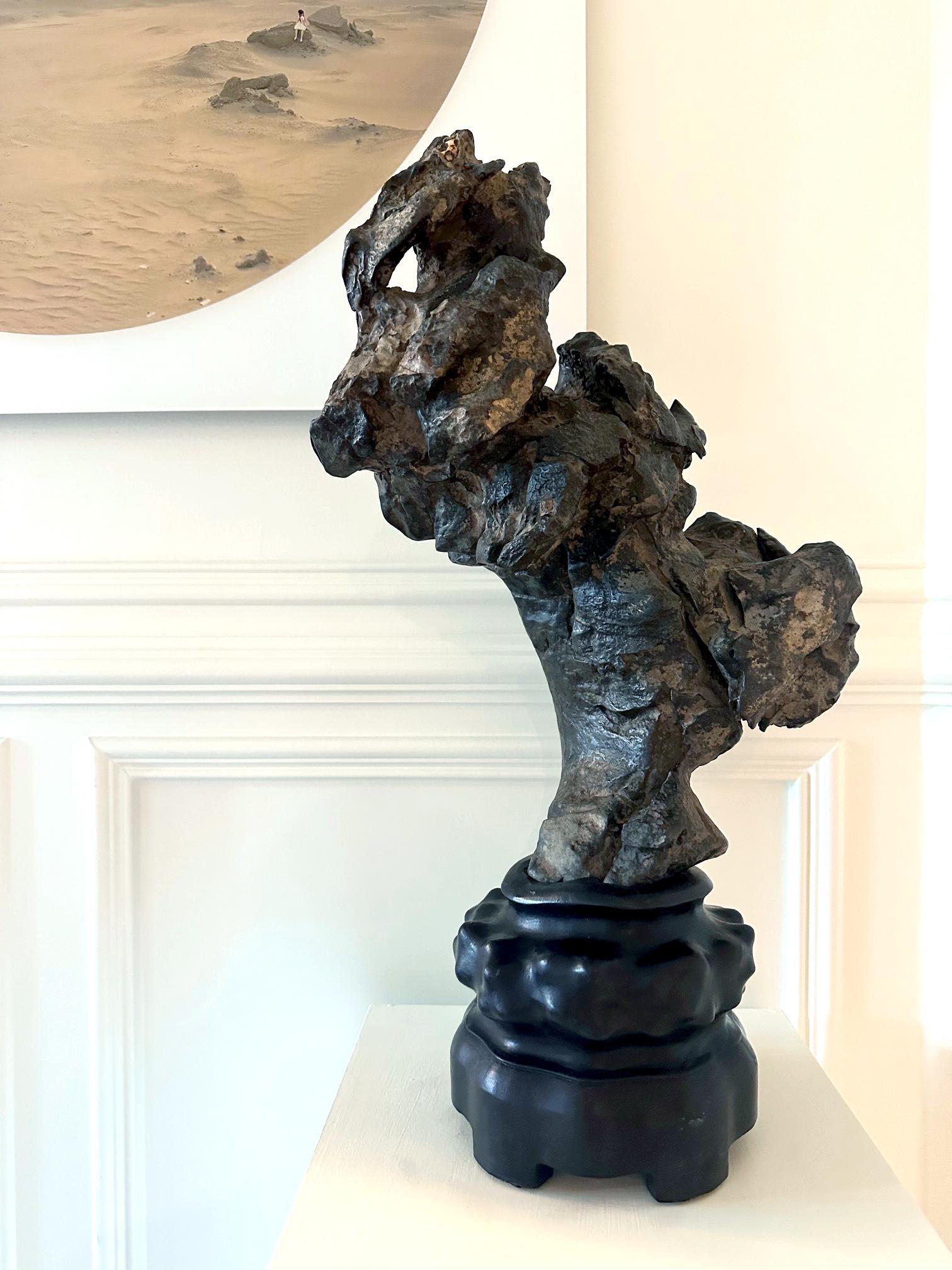 20ième siècle Pierre d'érudit chinoise Lingbi Stone sur Stand en vente