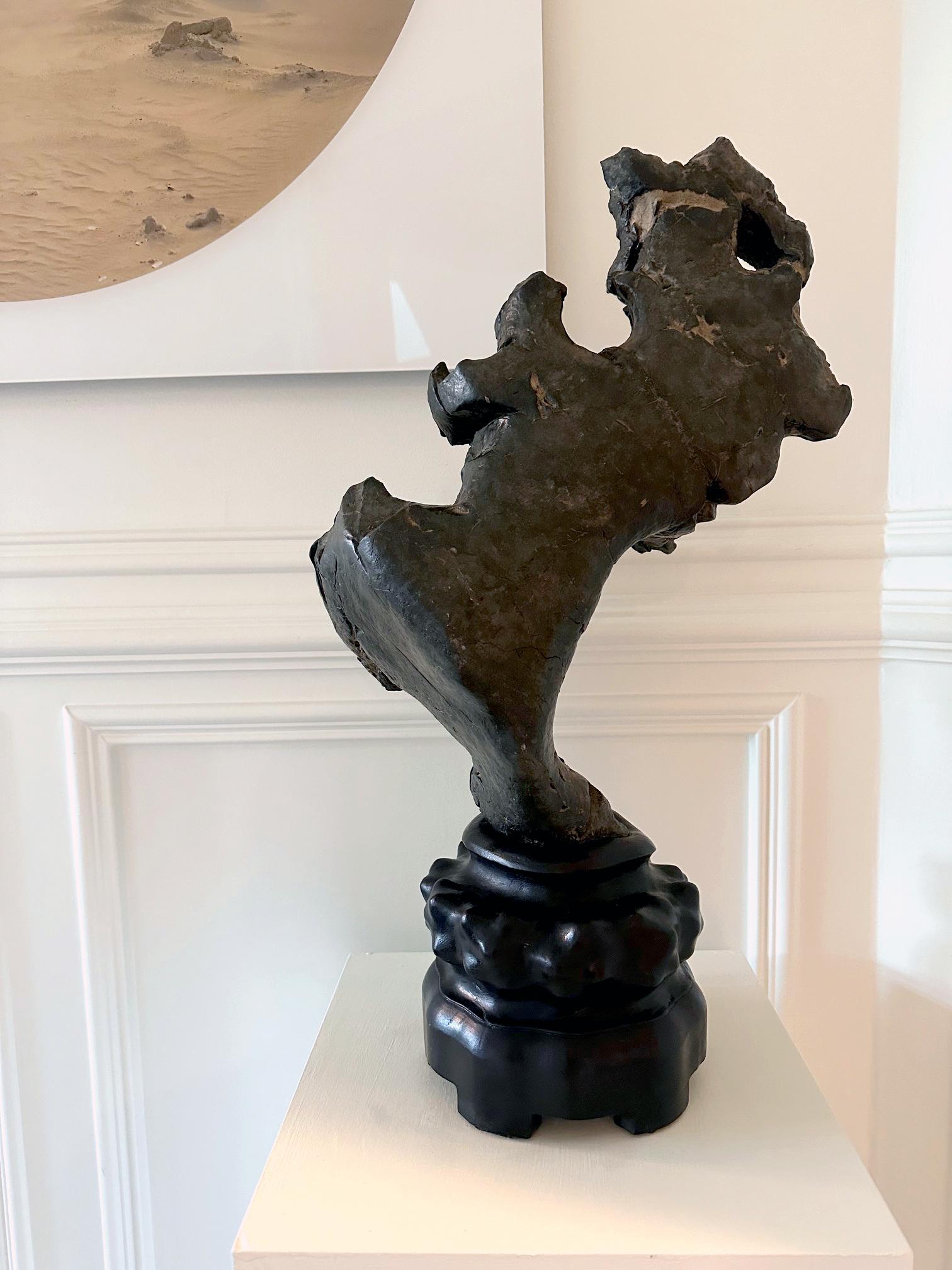 Pierre d'érudit chinoise Lingbi Stone sur Stand en vente 5