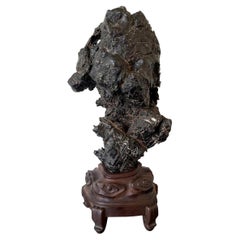 Chinese Scholar Rock Wen Stone on Display Stand