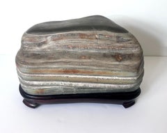 Chinese Scholar Stone Caitao Rock on Display Stand