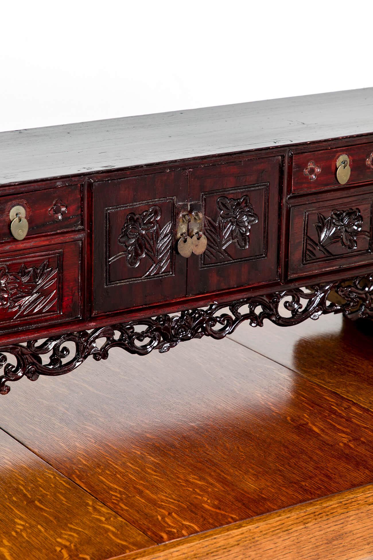 19th Century Chinese Scholar’s Low Kang Hardwood Cabinet, circa 1880 For Sale