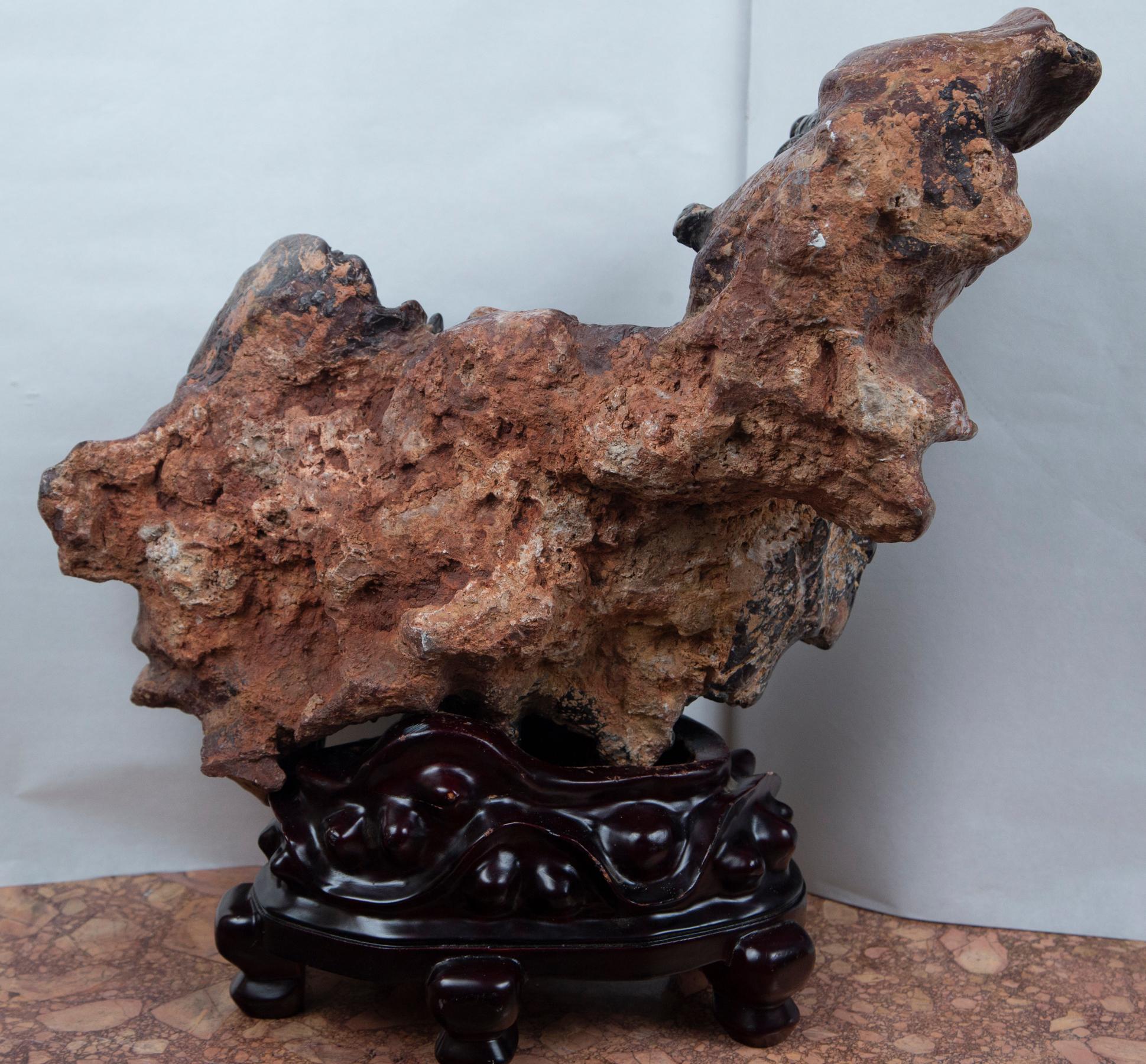 Chinese Scholars Rock on Wooden Base For Sale 2