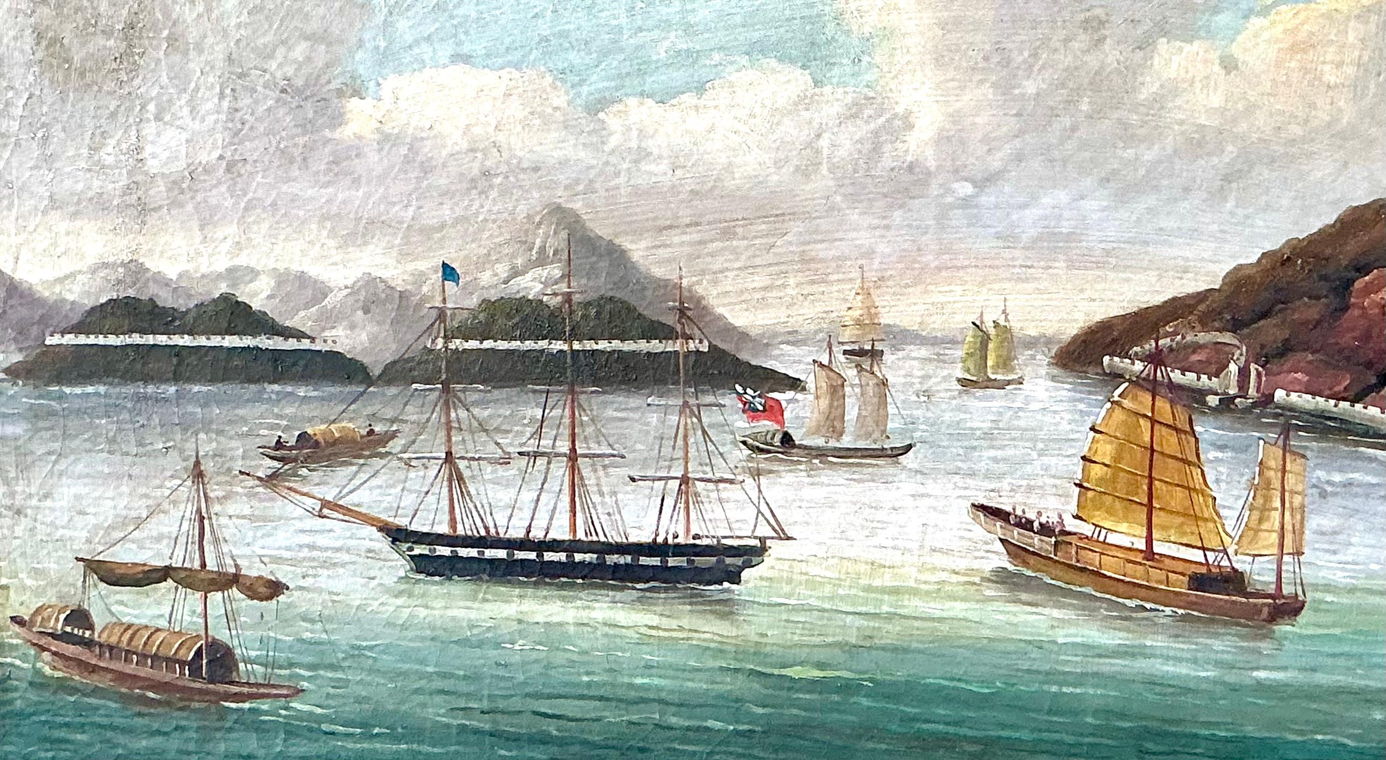 Exportation chinoise Peinture de paysage marin de l'école chinoise, huile sur toile en vente
