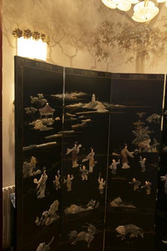 Chinese Screen in Hard Stones, Early 1900s, China