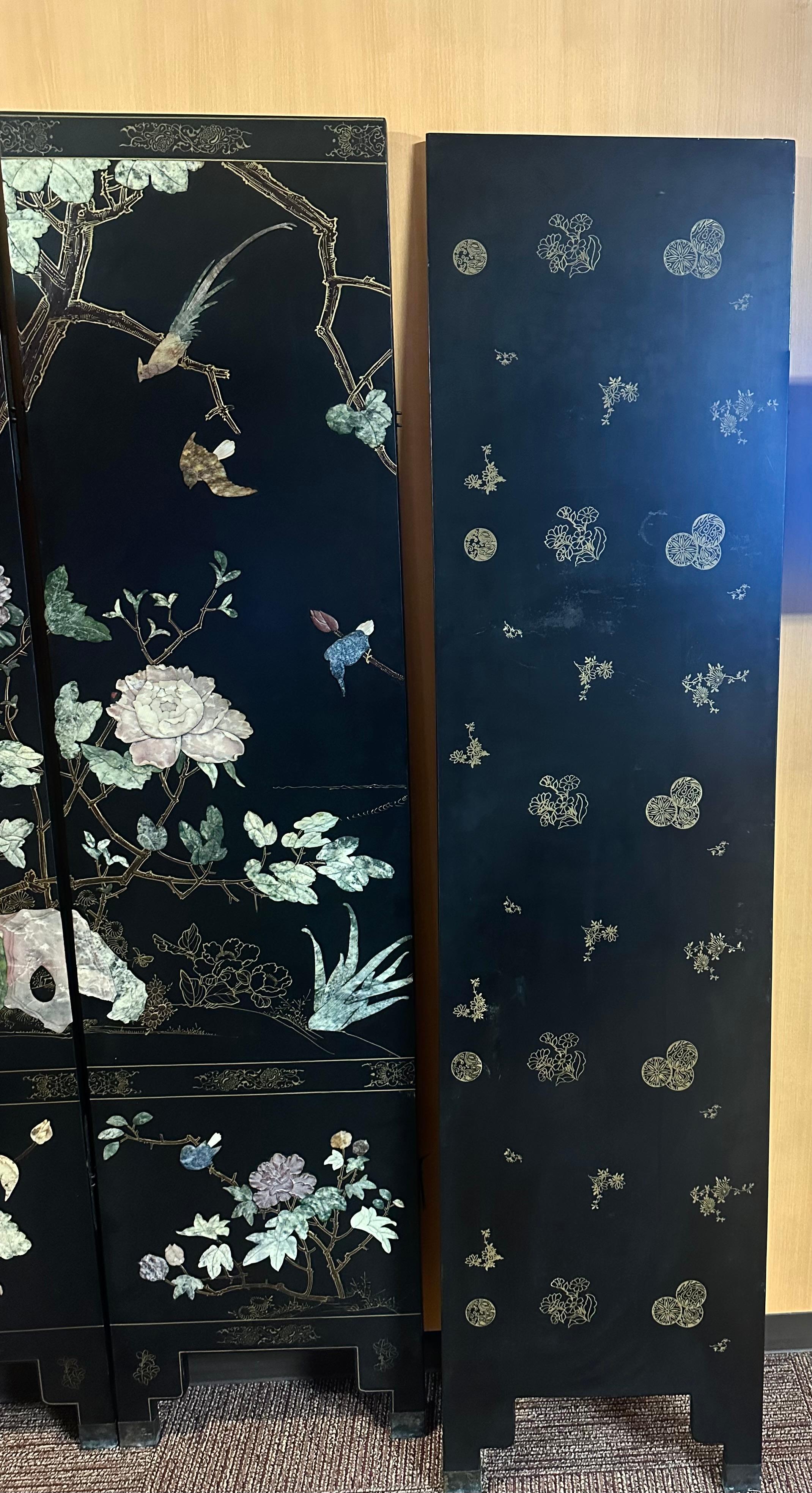 Chinese Screen with Semi-Precious Stone For Sale 7