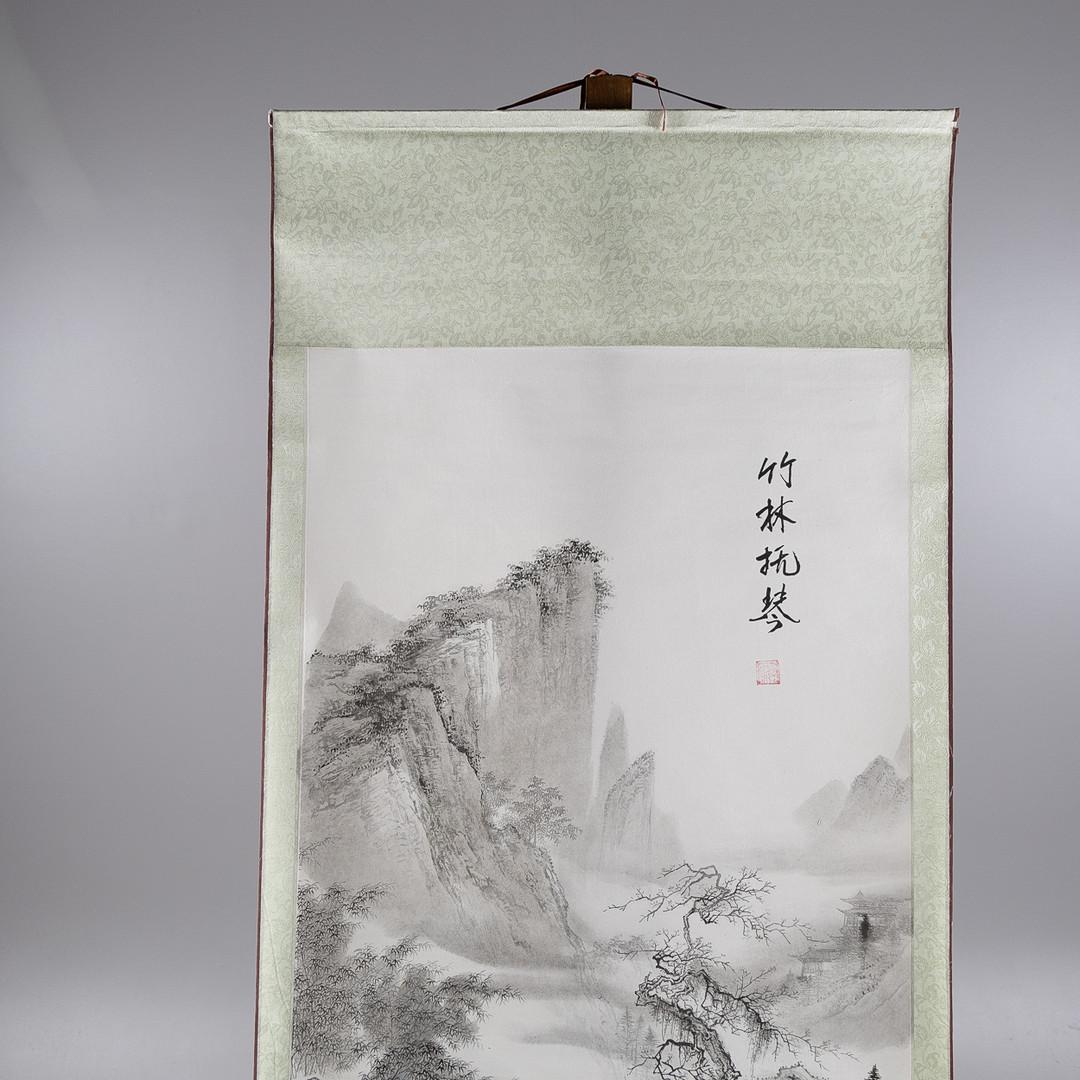 Paper Chinese Scroll Painting Of A Landscape For Sale