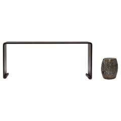Chinese Scroll Table and Painting Stone Drum