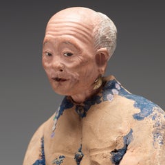 Chinese Sculptured and Painted Clay Figure of an Elderly Man, 19th Century
