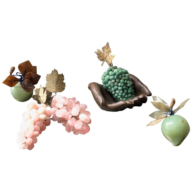 Chinese SemiPrecious Hardstone and Jade Fruit Fortune Collection