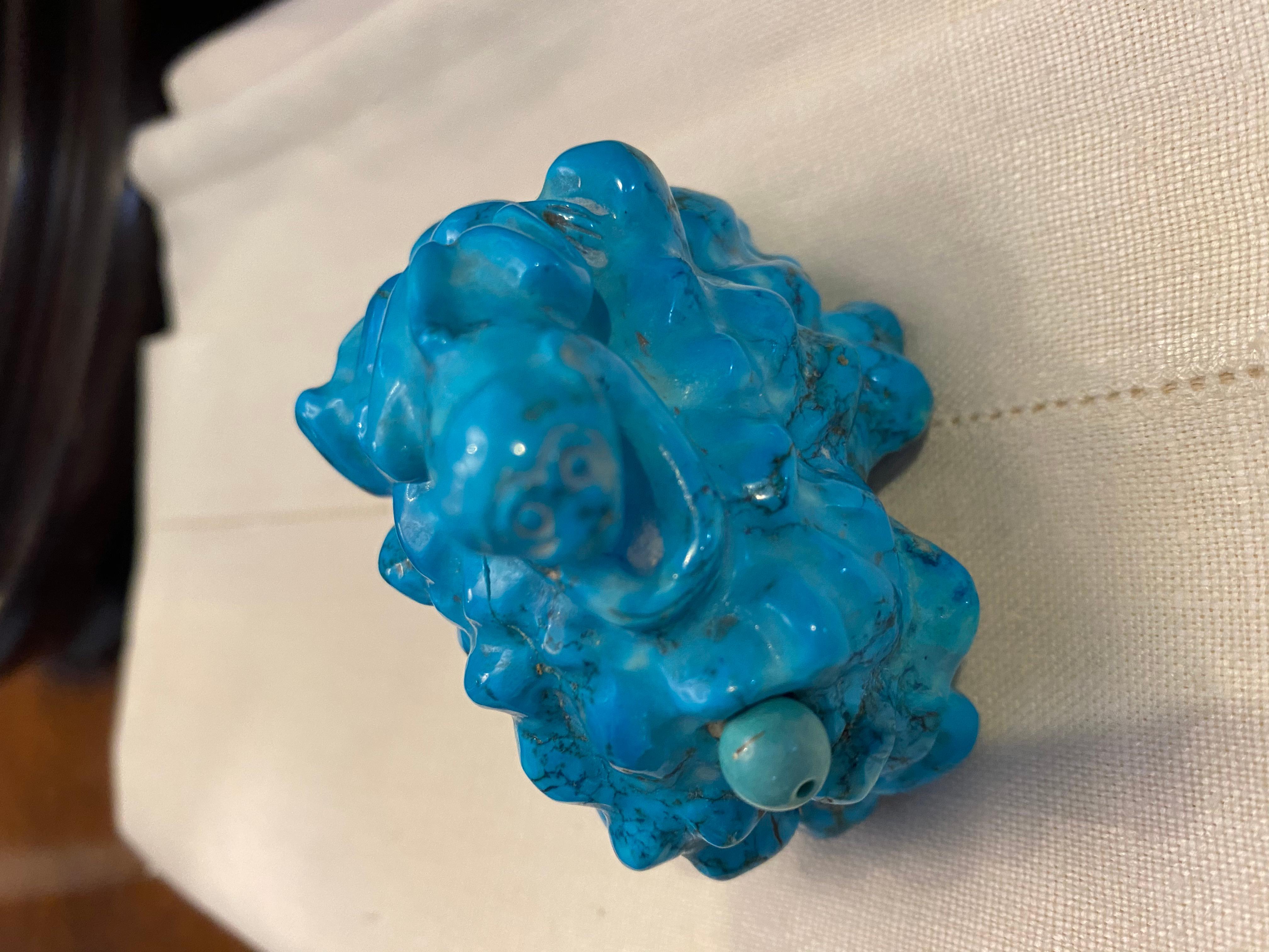 Carved Chinese Semi-Precious Turquoise Snuff Bottle