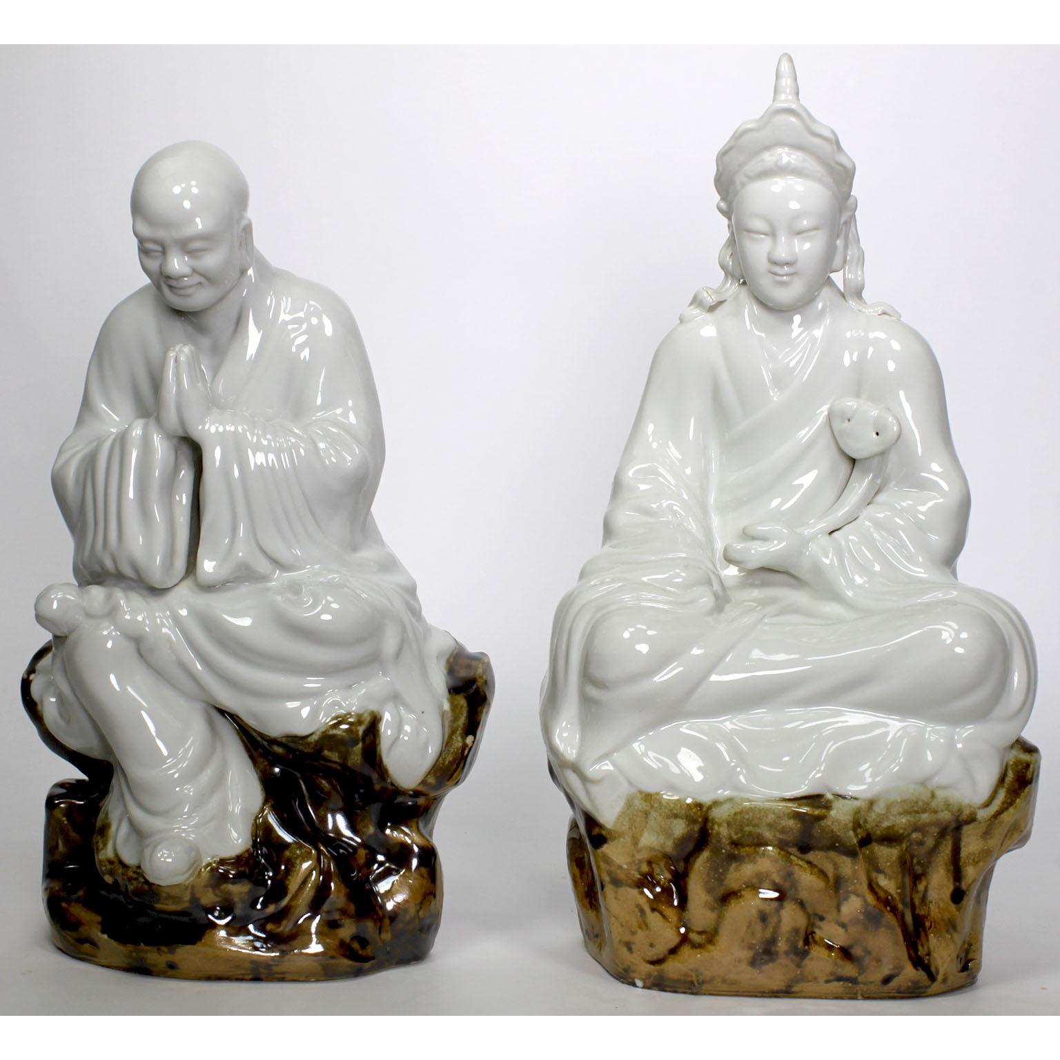 Chinese Set of Eighteen Blanc de Chine Enameled Ceramic Arhats or Luohan Buddhas For Sale 5