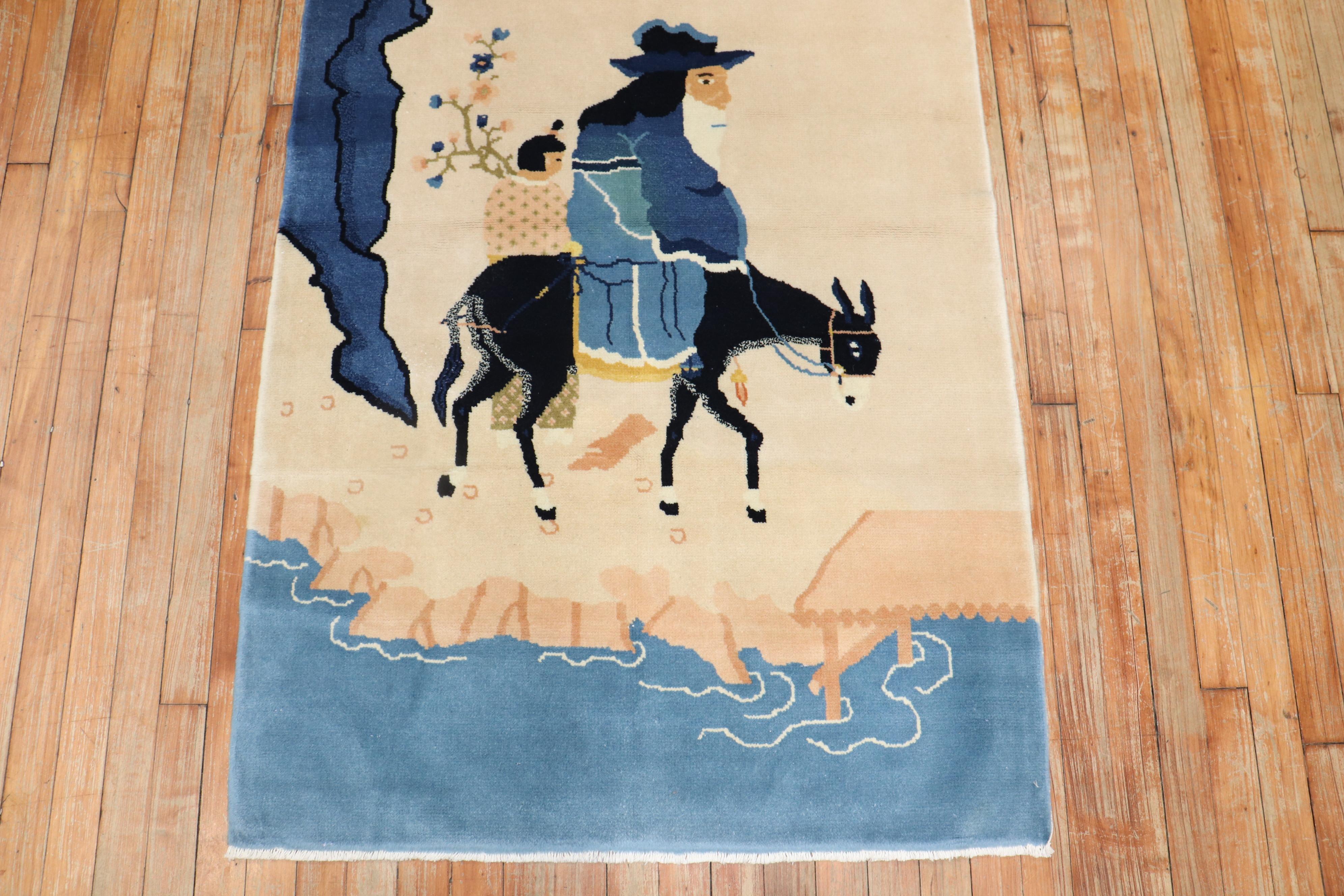 Black Forest Chinese Sheperd Mule Pictorial Rug For Sale
