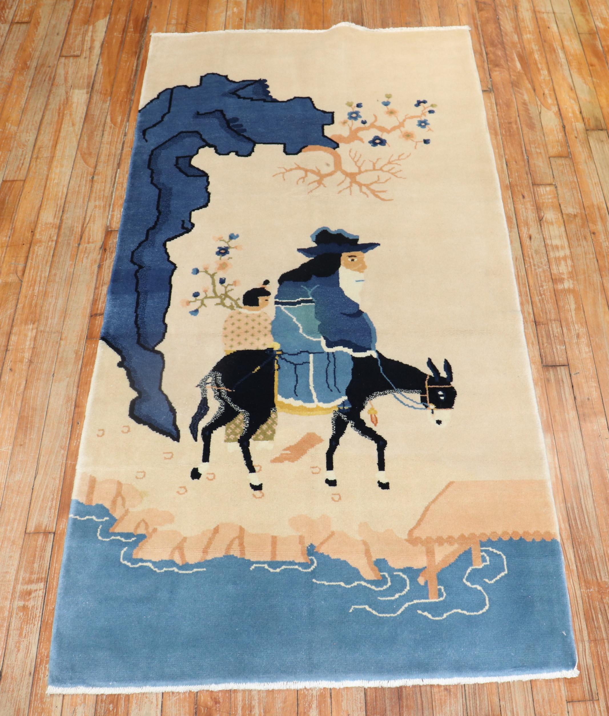 Chinese Sheperd Mule Pictorial Rug For Sale 1