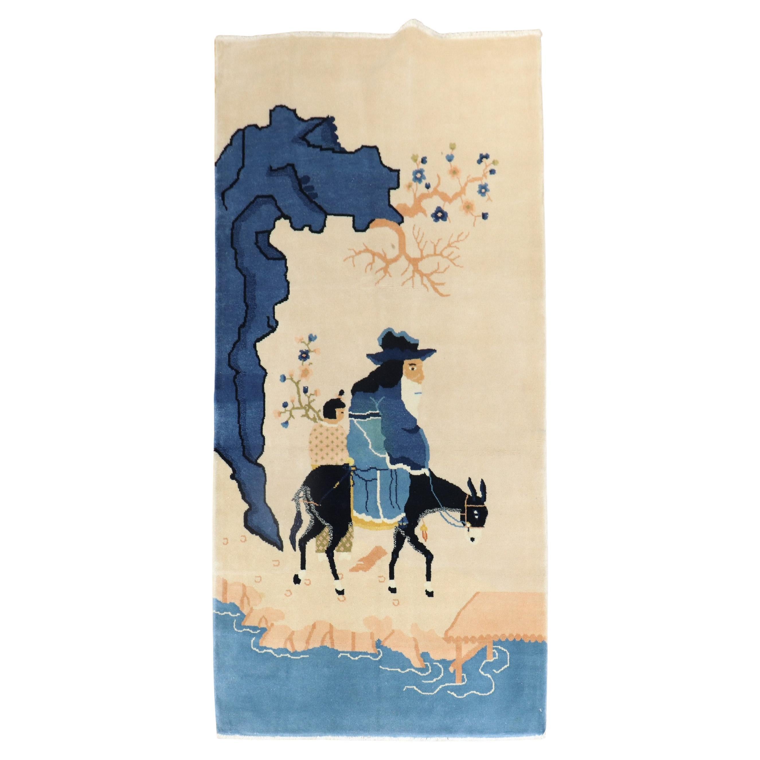 Chinese Sheperd Mule Pictorial Rug For Sale