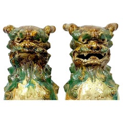 Chinese Shisa Foo Dog Figurines, A Pair