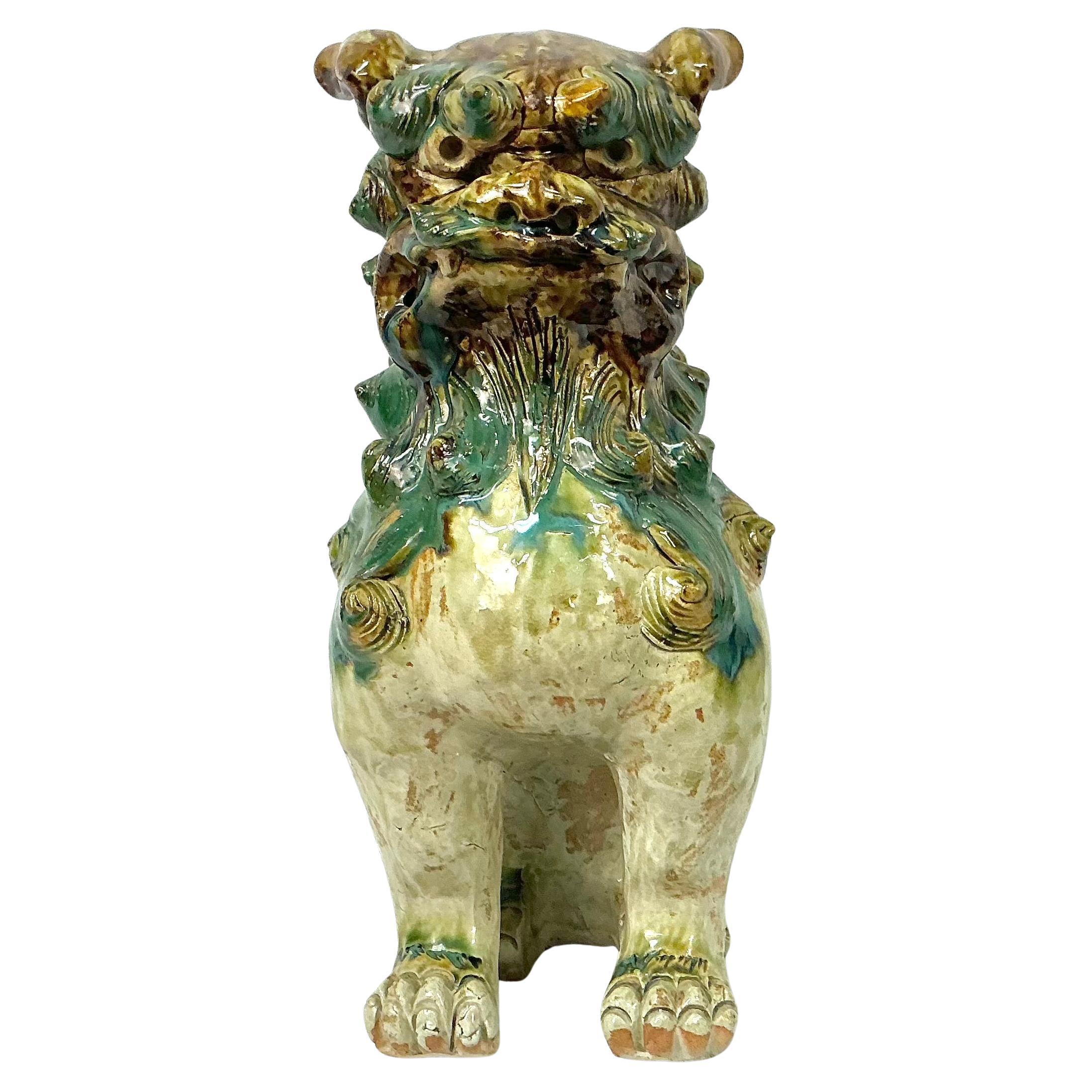 Chinese Shisa Foo Dog Figurines, A Pair In Good Condition For Sale In Bradenton, FL