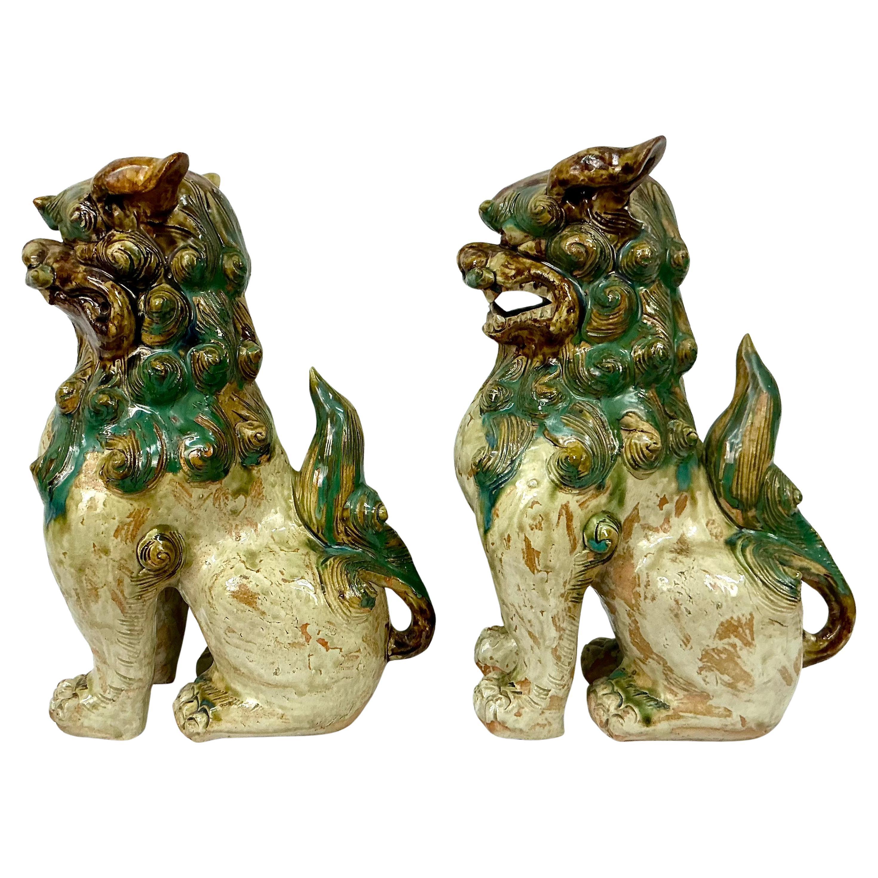 Chinese Shisa Foo Dog Figurines, A Pair For Sale 1