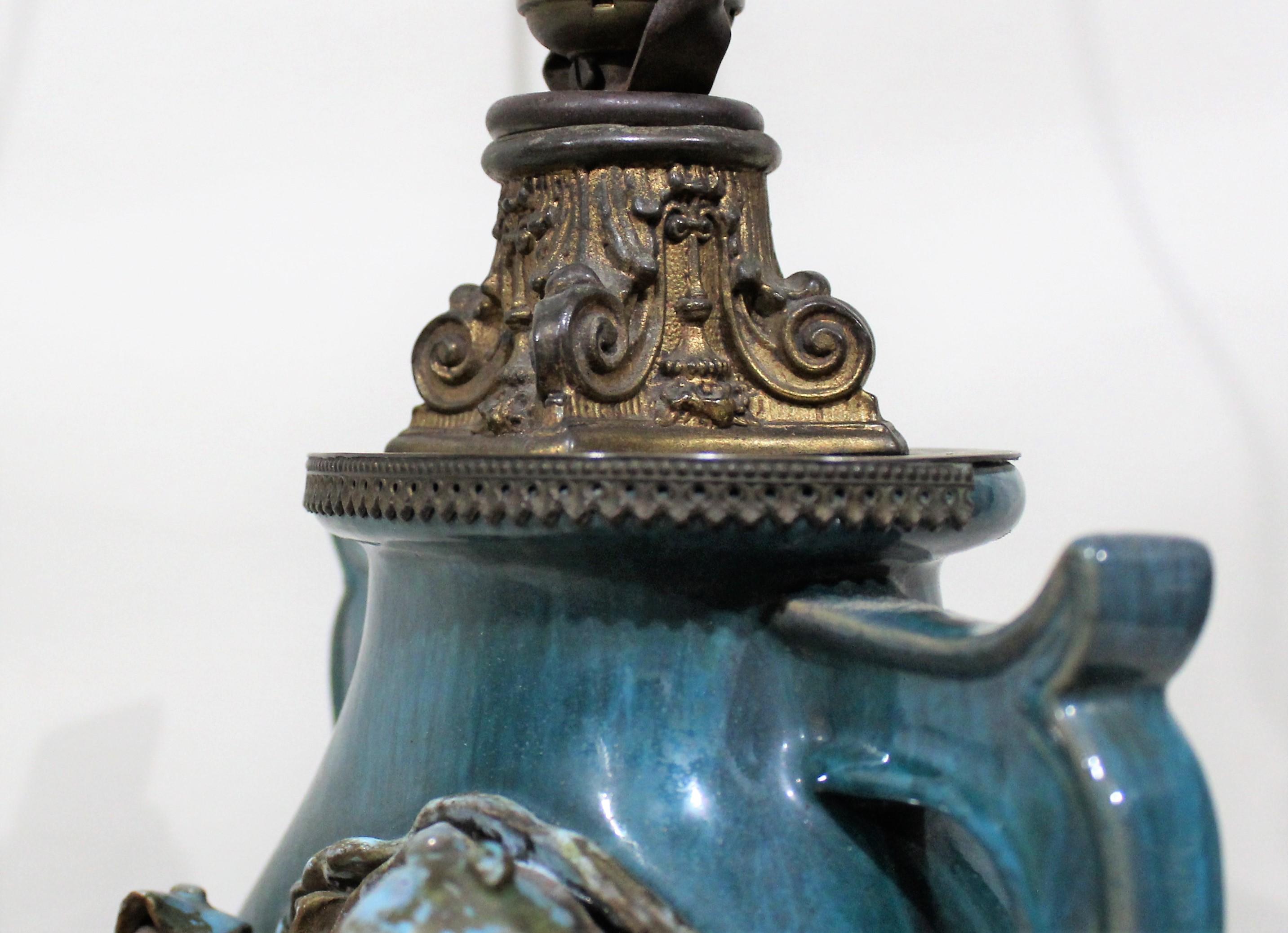 Chinese Shiwan Figural Pottery Lamp For Sale 3