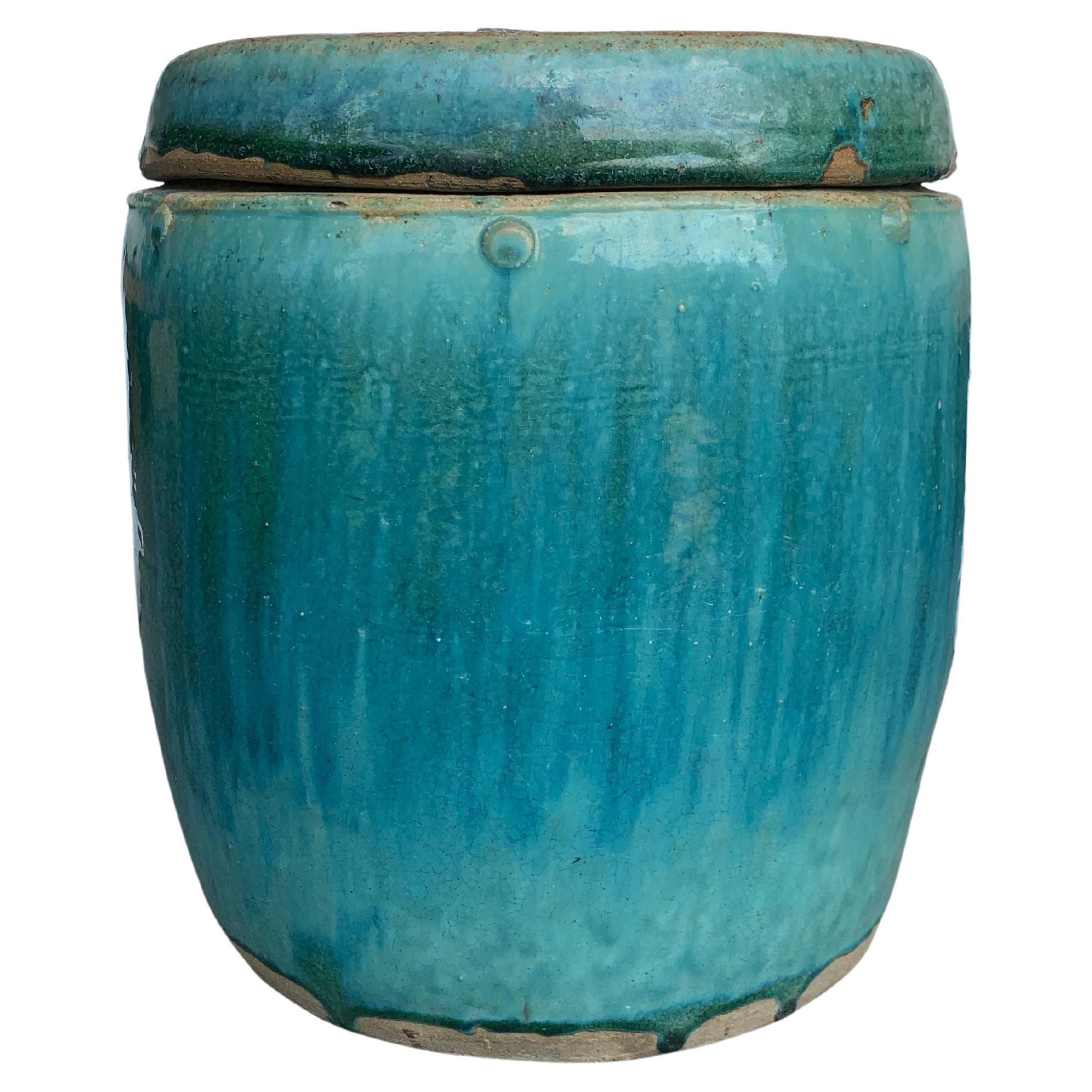 Chinesischer glasierter keramischer JAR / Übertopf aus Shiwan, um 1900