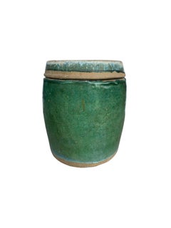 Chinese Shiwan Green Glazed Ceramic Jar / Planter, c. 1900