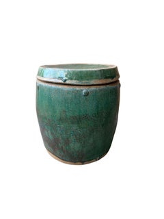 Chinese Shiwan Green Glazed Ceramic Jar / Planter, c. 1900