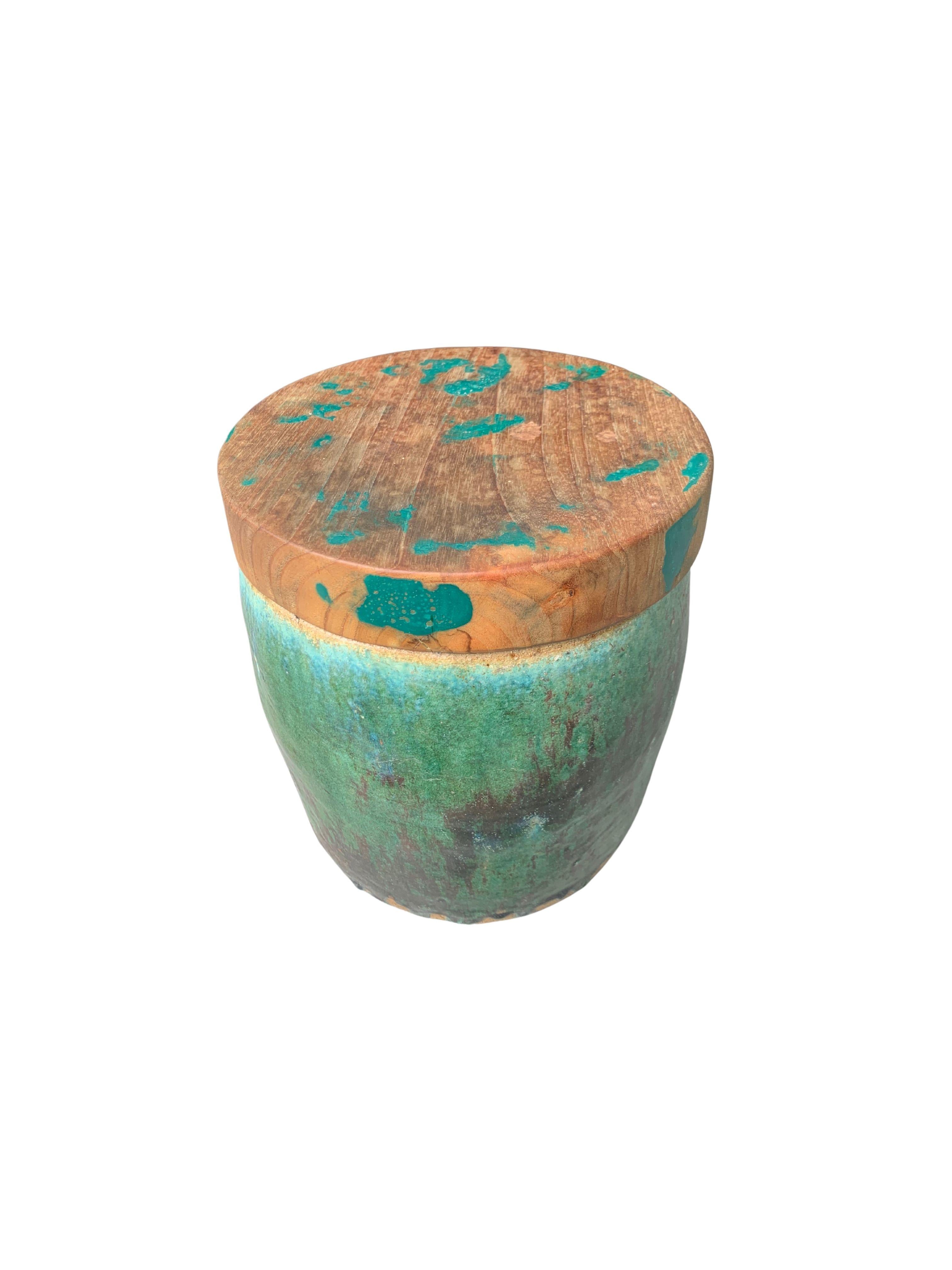 dark green ceramic planter