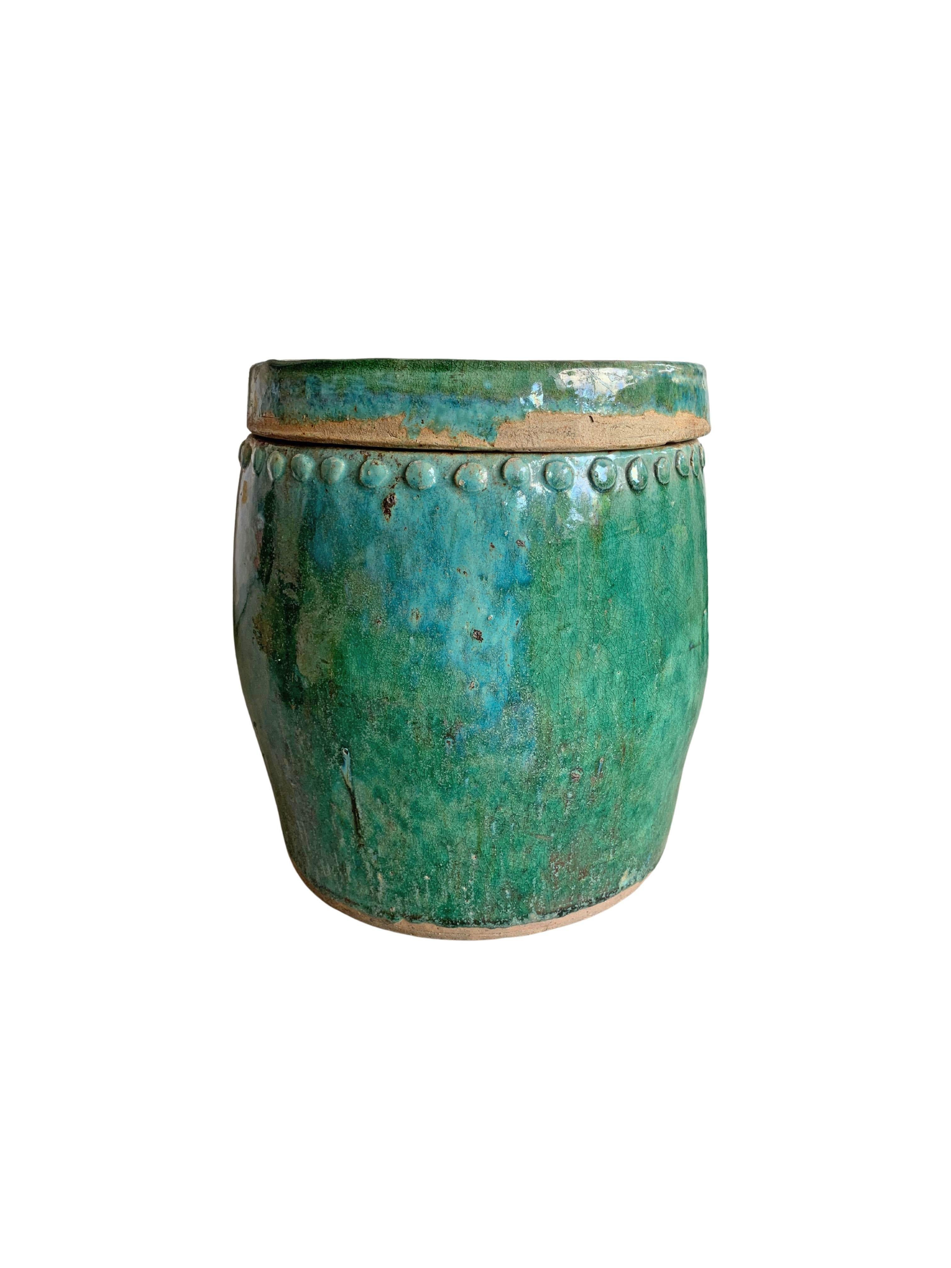 20th Century Chinese Shiwan Green Glazed Ceramic Jar / Planter, c. 1900