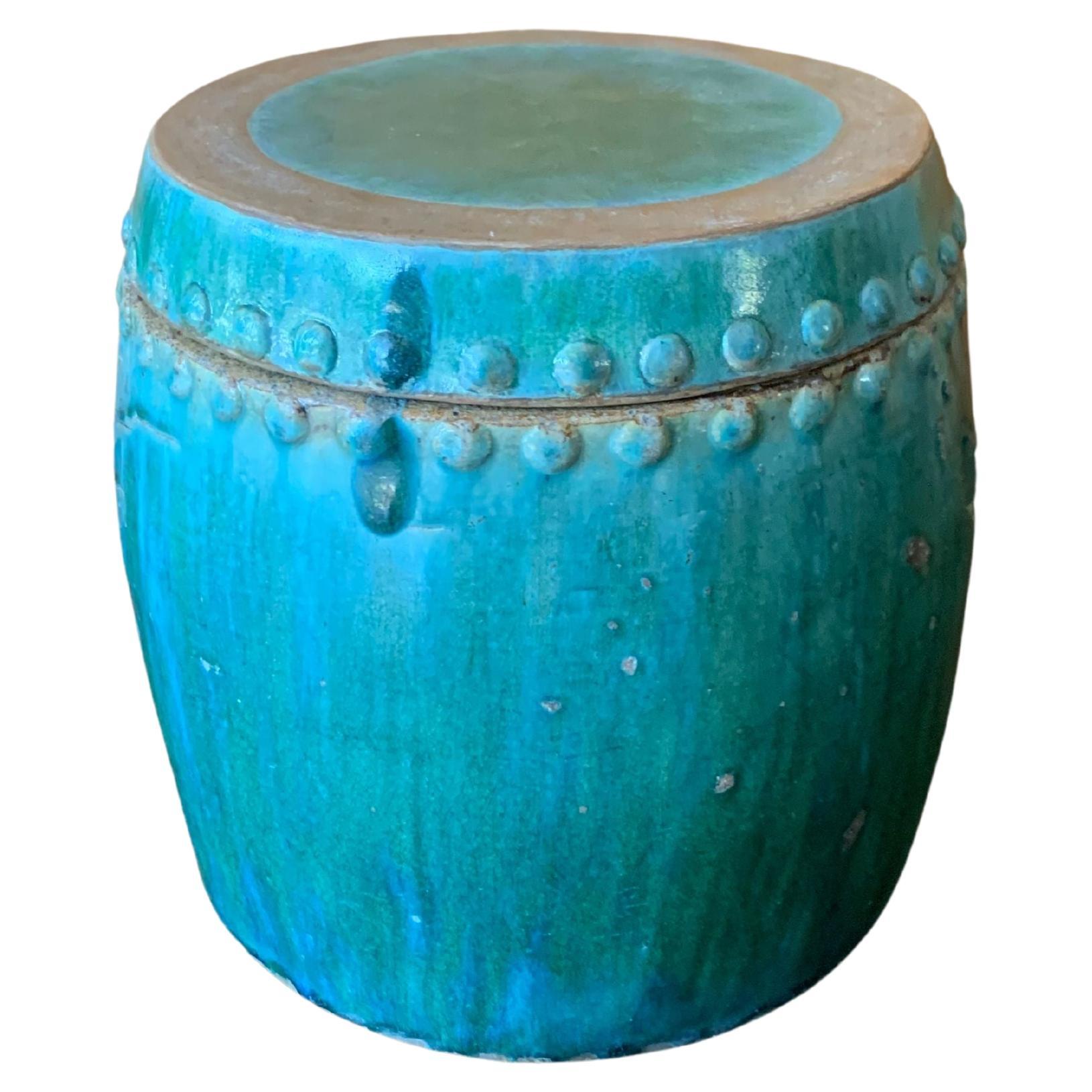 Chinese Shiwan Green Glazed Ceramic Jar / Planter, c. 1900 For Sale