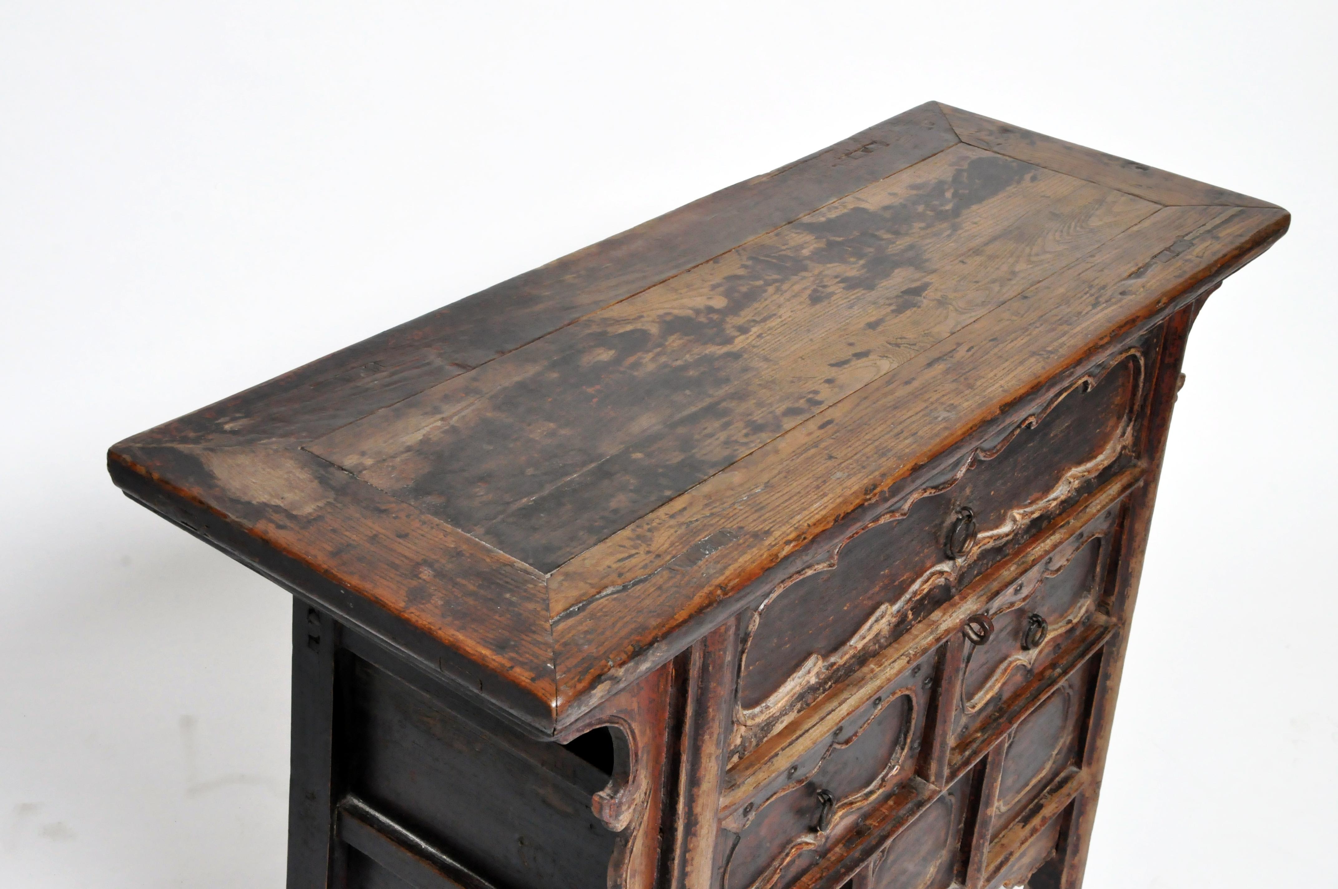 19th Century Chinese Side Chest with Carved Decoration