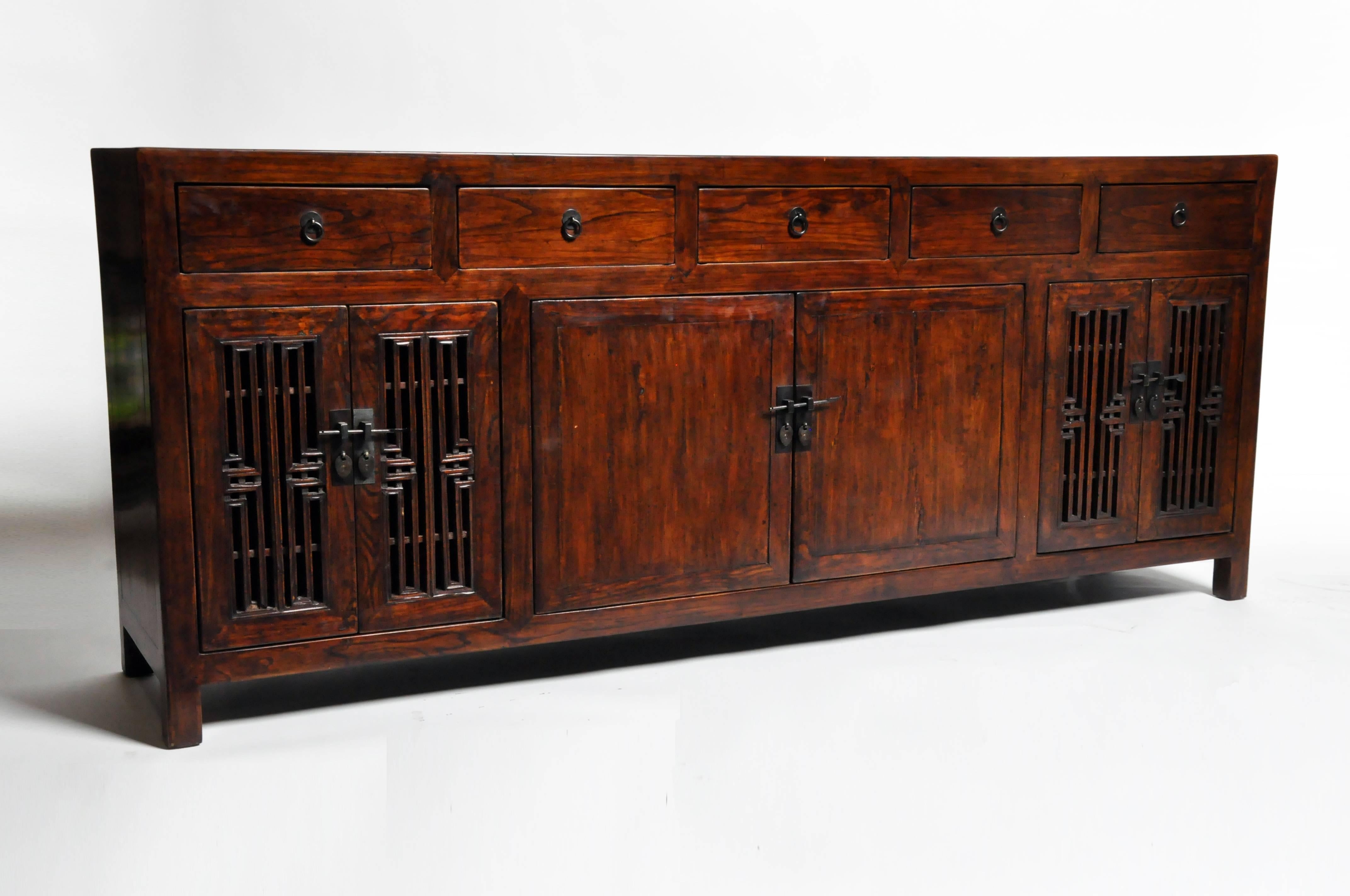 Contemporary Chinese Sideboard with Five Drawers and Three Shelves