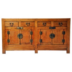 Vintage Chinese Sideboard with Four Drawers and Two Pairs of Doors