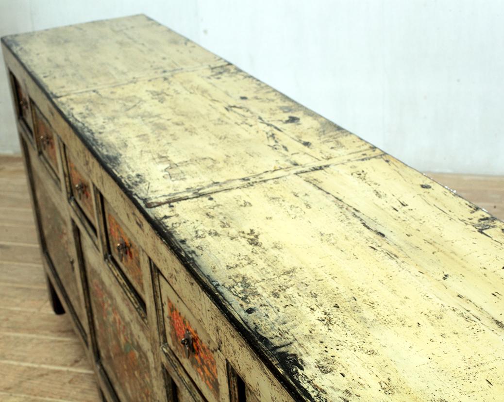 Reclaimed Wood Chinese Sideboard with Six Drawers and Restoration