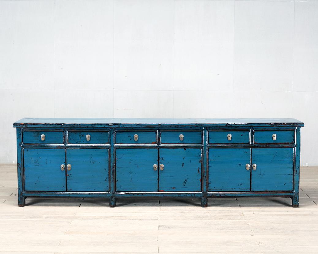 Reclaimed Wood Chinese Sideboard with Six Drawers and Restoration