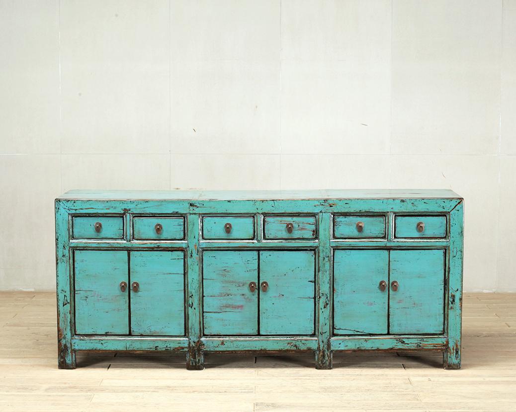 Chinese Sideboard with Six Drawers and Restoration In Good Condition In Chicago, IL