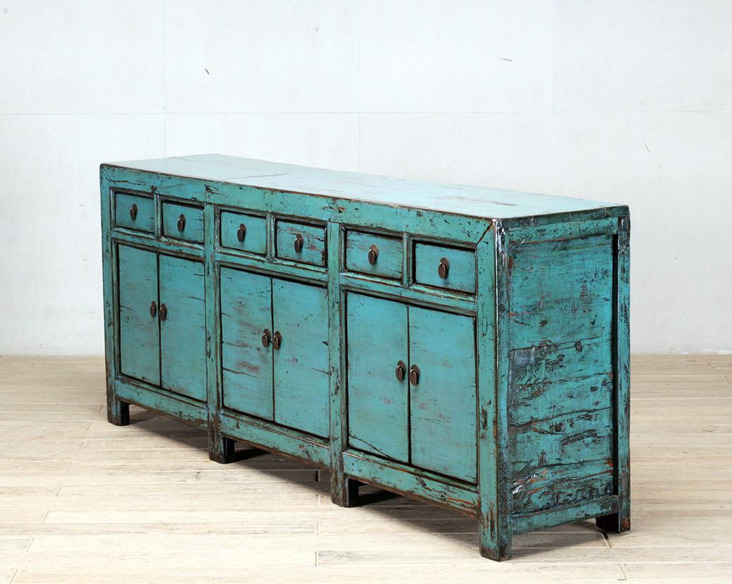 Chinese Sideboard with Six Drawers and Restoration 1
