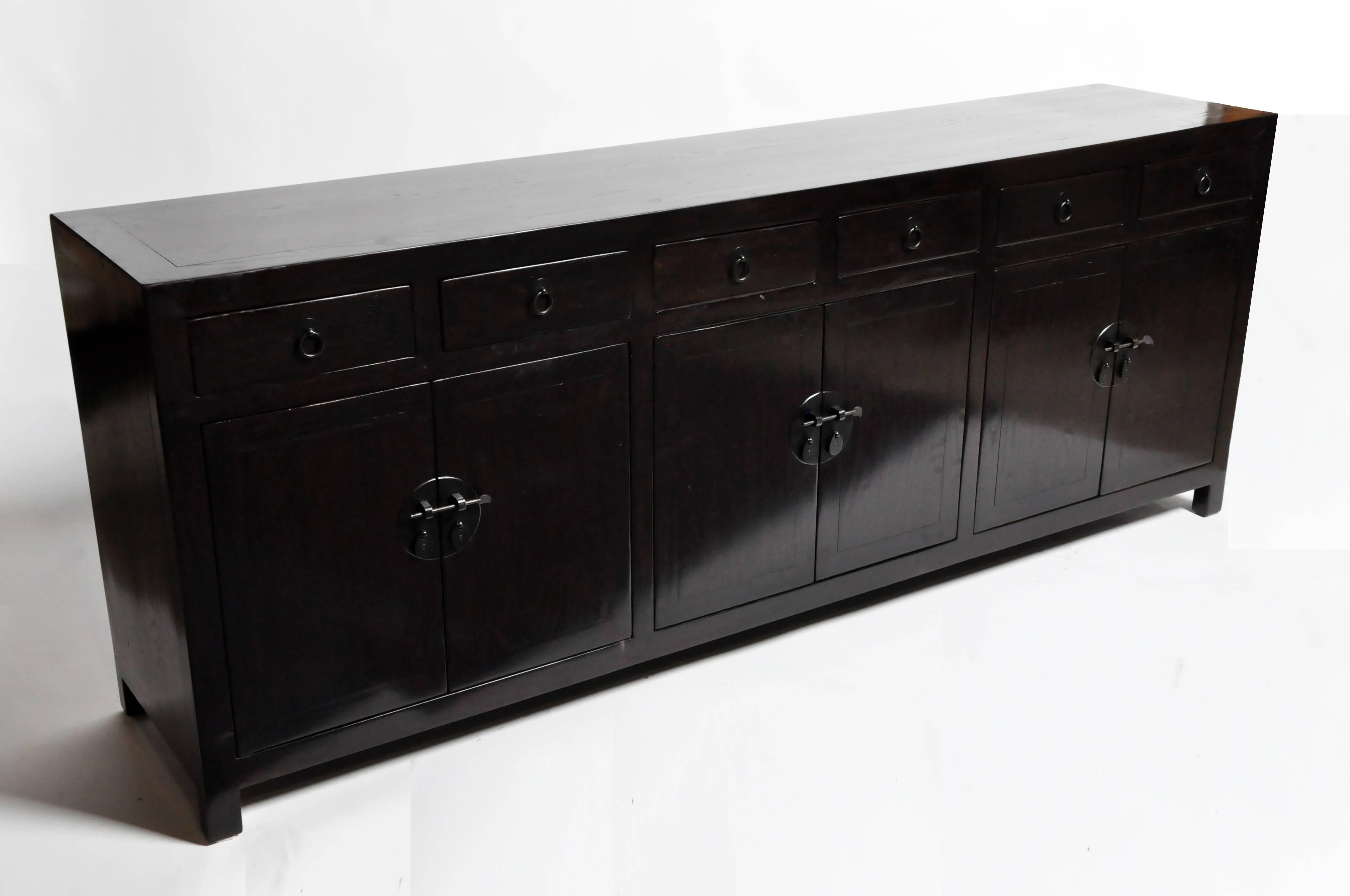 Chinese Sideboard with Six Drawers and Three Shelves 8