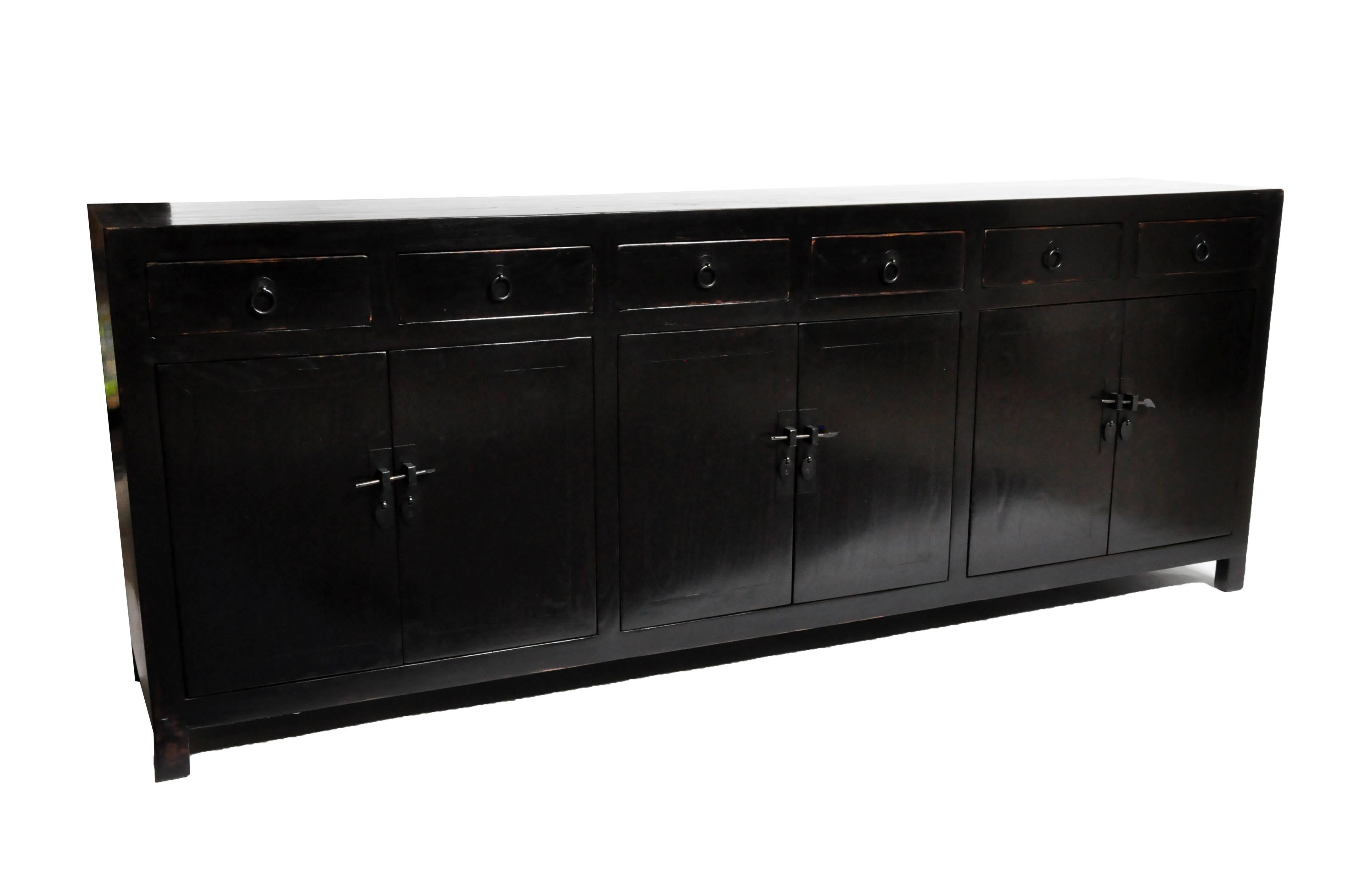Contemporary Chinese Sideboard with Six Drawers and Three Shelves