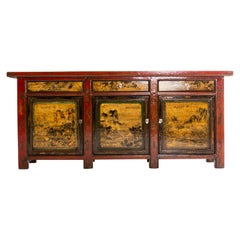 Chinese Sideboard with Three Drawers and Three Doors