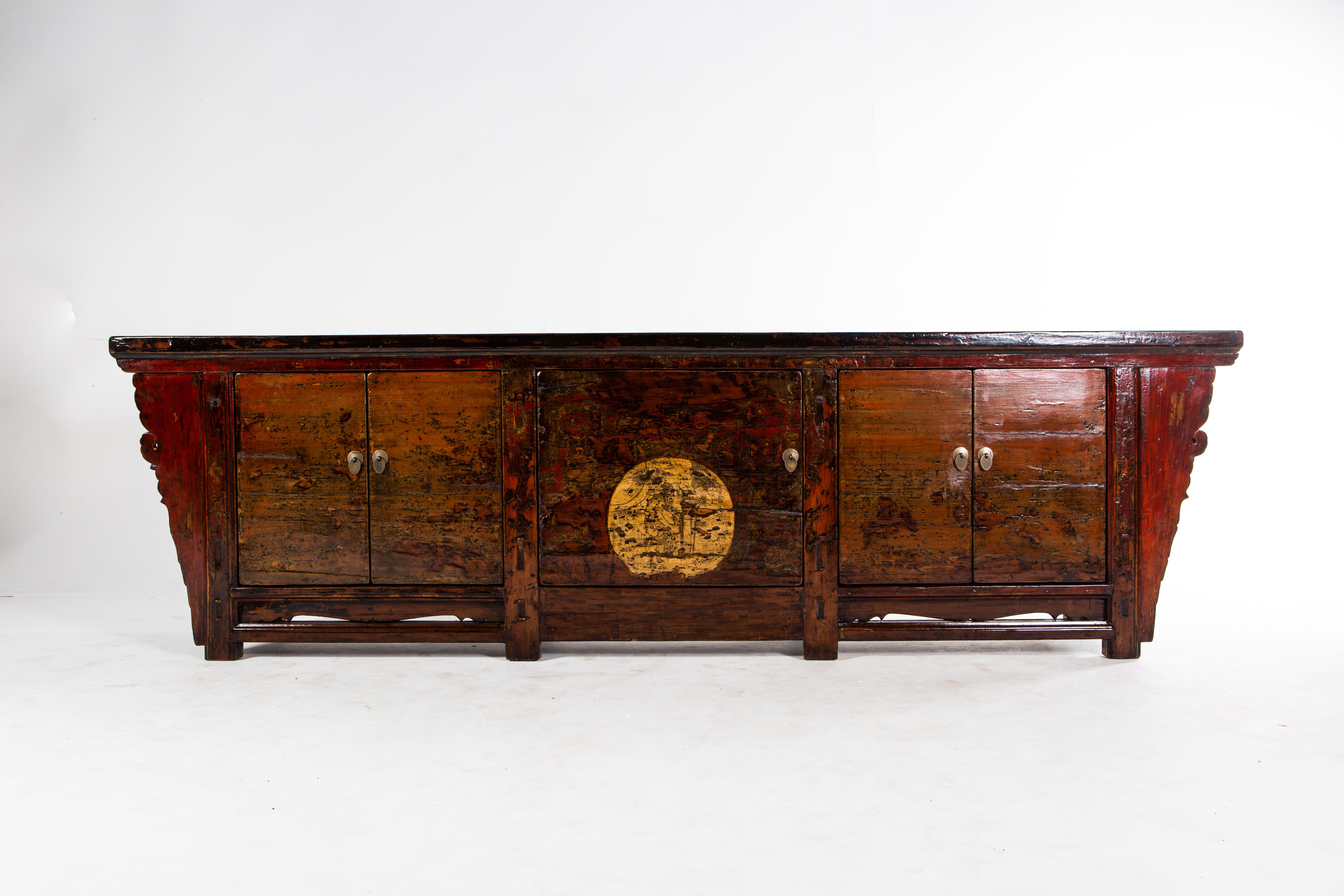 Elm Chinese Sideboard with Three Pairs of Doors
