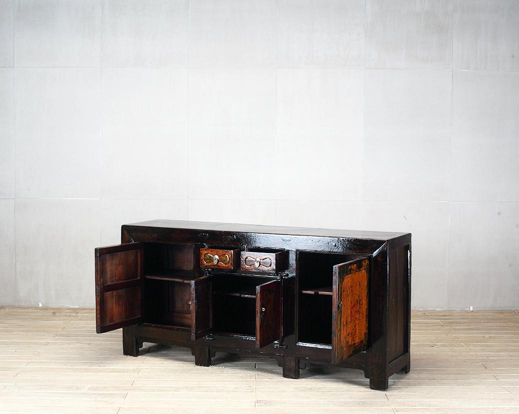 Chinese Sideboard with Two Drawers and Restoration In Good Condition In Chicago, IL