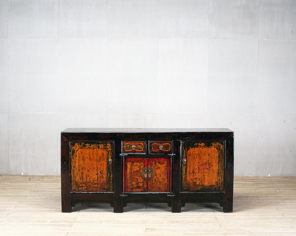 Chinese Sideboard with Two Drawers and Restoration 1