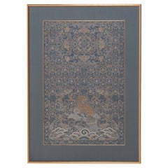 Chinese Silk Brocade Chair Panel with Fu Lion, c. 1850