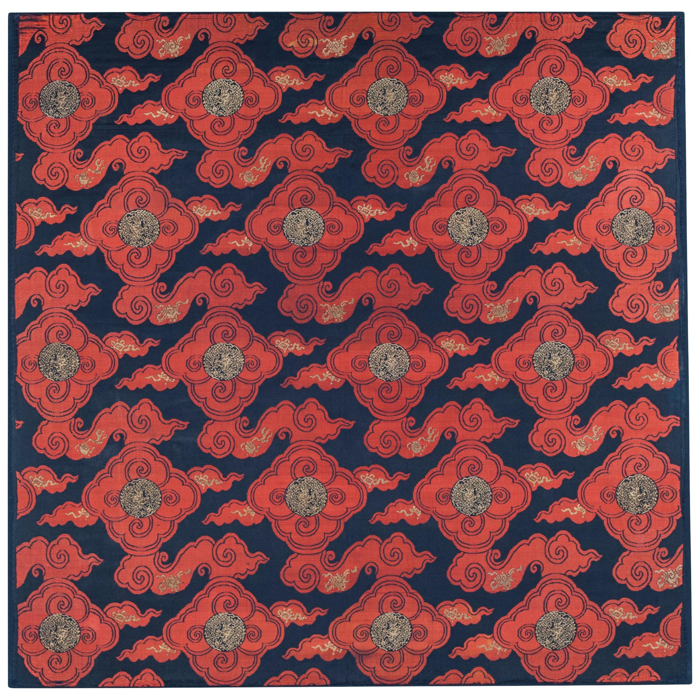 Chinese Silk Cloud-Band Textile with Dragon Roundels, circa 1800-1825