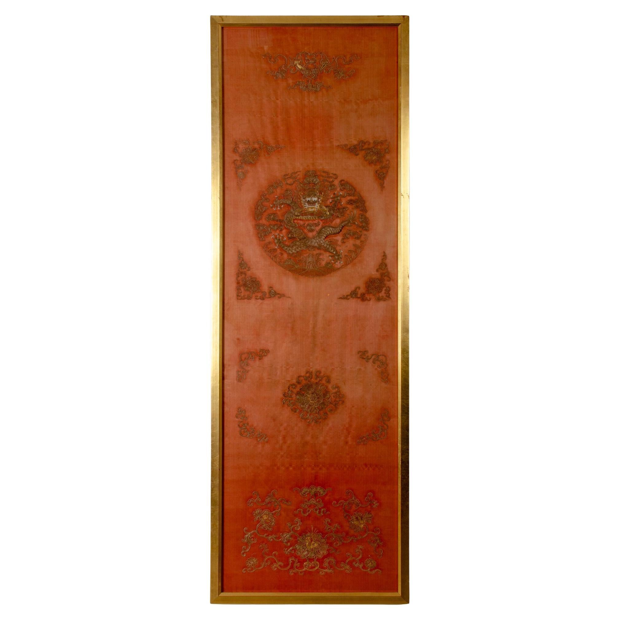 Chinese Silk Embroidered Chair Cover, 19th Century